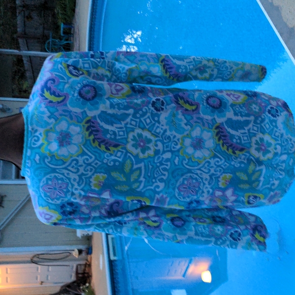 Real Comfort by Chadwick's Turquoise, White, Lavender & Lime Colors V-Neck Tun - Picture 5 of 11